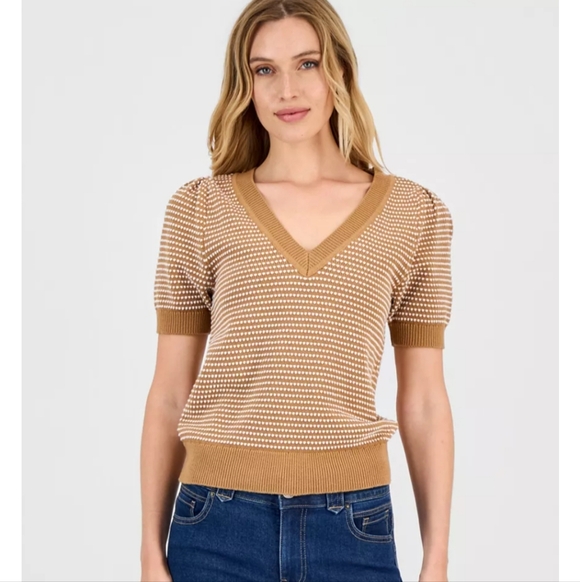 Tommy Hilfiger Sweaters - Tommy Hilfiger Women's Brown V-Neck Sweater